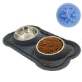 Stainless Steel Slow Feeder Bowl Set with Mat