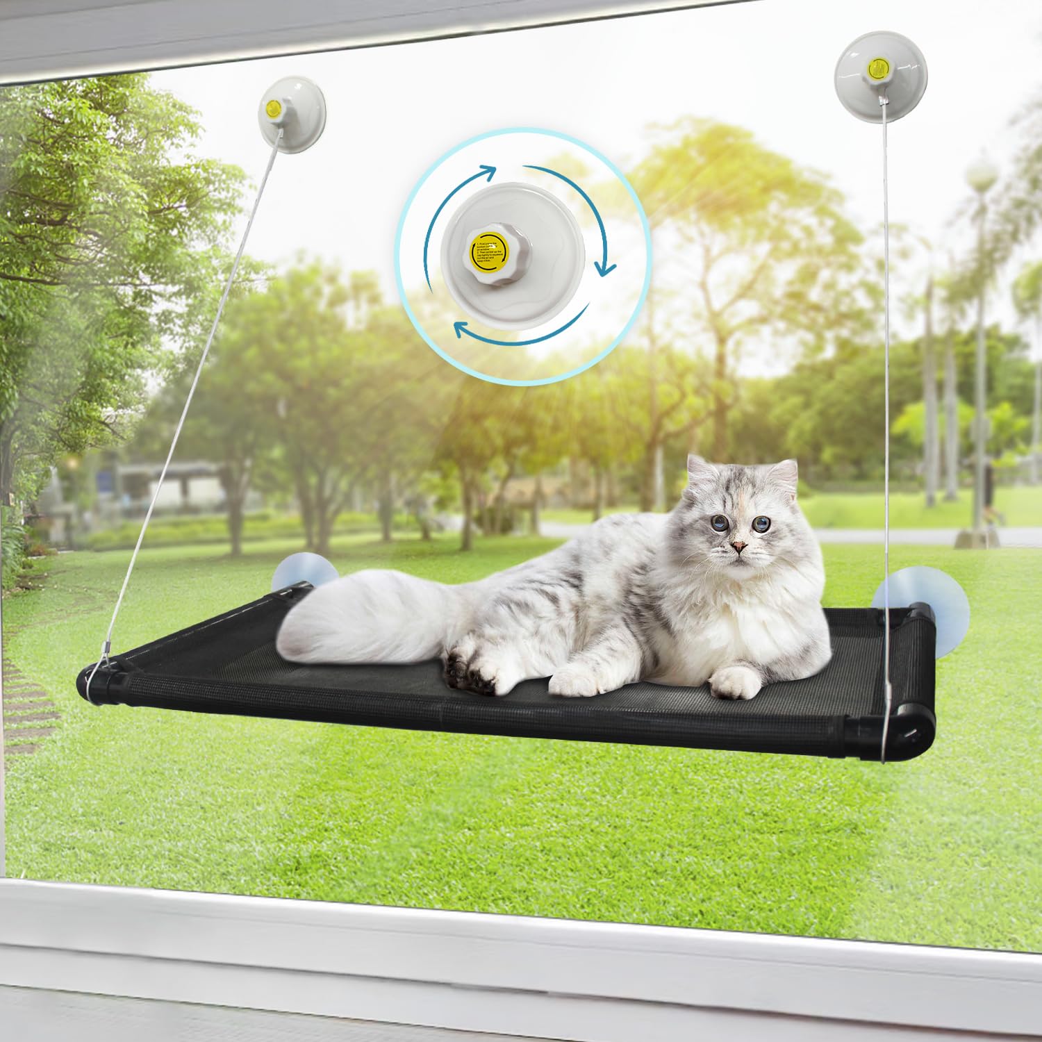 Peyela Cat Hammock for Window Cat Window Perch for Indoor CatsResting Pet Bed Mounted for Kitty Pet Kitten Cat Beds Cat Shelves Hold Up to 40 Pounds Suitable for Window Width Over 30in